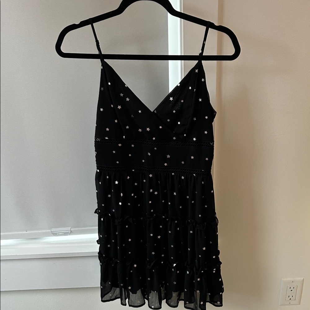 Trixxi Black Mini Dress with Silver Stars
